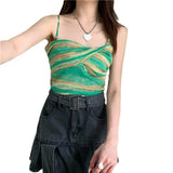 Fongt Sense Of A Small Color Stripe Small Sling Vest Women In The Summer 2023 Short Sexy Knitting Blouse