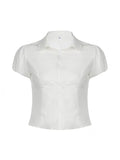 Vintage Slim Waist V Neck Short Sleeve