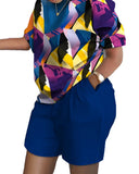 Fongt Women's Spring And Summer Explosion Short-Sleeved Two-Set Printed Commuter
