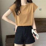 Fongt Sense Small Flying Sleeve T-Shirt Women's Summer 2024 New Loose Shirt Short-Sleeved Student Jacket