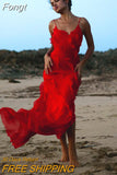 Chiffon Maxi Dresses for Women 2023 Backlesss Split Sexy Porm Dress Red Long Summer Wedding Party Dress Elegant