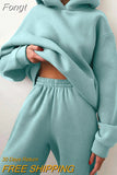 Tracksuits Women Casual Solid Warm Suits Hoodies Sweatpants Autumn Winter Pullover Sweatshirts Pants 2 Piece