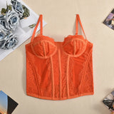 Fongt Women's New Thin Lace Sexy Plastic Suit Strap Top-Outfit