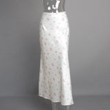 Satin Floral Midi Skirt-Outfit