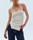 Top Summer New Temperament A Word Shoulder Wrapped Chest Sexy Back Open Slit Sweater Woman-Outfit