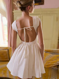Short Sleeve Backless Mini Dress-Outfit