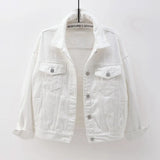 Women's Denim Jacket Spring Autumn Short Coat Pink Jean Jackets Casual Tops Purple Yellow White Loose Tops Lady Outerwear