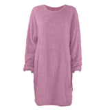 Autumn / Winter Ebaywish Fashionable Women's Dress With Long Sleeves, Round Neck And Loose Plush Dress-Outfit