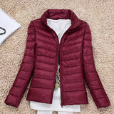 Spring And Autumn Winter Light Down Jacket Female Pure Color Standing Collar Slim Plus Large Size Short Coat Tide Direct Sales-Outfit
