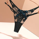 Fongt Sexy Embroidery Lady T-Word T-Tants Lace Transparent Hollow Seduction Hot Red Life Year Tpants