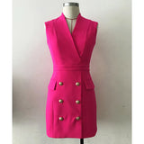 QUALITY Paris Fashion 2022 Runway Designer Dress Women's Sleeveless V-neck Double Breasted Tank