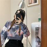 Tie Dye Print Sweatshirts Women Autumn Loose Long Sleeve Oversized Hoodies for Lovers Couples