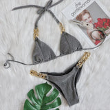 Fongt New Bikini, Gold Diamond Chain Split Swimsuit, Sexy Special Fabric Women's