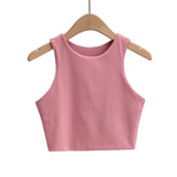 Fongt Yoga Female Training Double Layer Ultra Short Solid Color Vest-Outfit