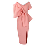 Fongt Party Dress Women's Sexy Big Bow Bow Open Dress Bag Hip Dress Dress