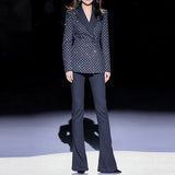 Fongt New Star Fashion Hot Diamond Blazer Jacket + Micro-Tlave Trousers Set Two-Piece Set