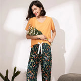 Cartoon Crane Printed Ladies Pajamas