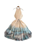 Fongt High-End Exquisite Dress Women's Summer Micro Fat Mm New National Feng Feng Eshui Ink Printing Skirt 0530