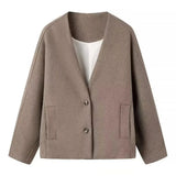 Fongt Women's Explosive Loose Double-Buttoned Long-Sleeved Pocket Jacket Jacket