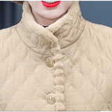 Winter Jacket Plus Velvet Padded Coat Middle-Aged Women Stand-up Collar Wadded Jackets Thick Warm Short Outwear