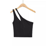 Fongt Summer Short Sexy Shoulder Shoulder Hollow Slim Small Vest Jacket-Outfit