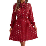 Shooting 2025 Autumn And Winter Temperament Wave Point Tice With Waist Long Sleeves 100 Folded Skirt Women's