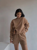 High Quality Hoodies Tracksuits 2 Piece Set Summer Autumn Sweatshirt + Sporting Shorts Outfit Solid Pants