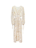 Fongt Xixi 2025 Spring New French Temperament Printed High-Rise Long Sleeves With Thin Coat Dress 88189