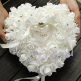 Jewelry Case Heart-shape Rose Flowers Ring Box Romantic Wedding Ring Bearer Pillow Cushion Holder Valentine's Day Gift