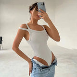 Fongt Women's Vest Thread Jumpsuit Solid Color U-Neck Sleeveless Tight Jumpsuit