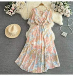 Fongt New Seaside Holiday Dress Women Spring And Autumn 2025 New Sexy V Receive Lanky Models