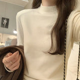 Shoulder Half-High Collar Long-Sleeved Cashmere Bottomed Blouse Women's Autumn And Winter New Thickened Underwear Thin