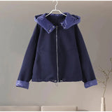 Removable Puffer Hoddie Patchwork Zipper Jacket-Outfit