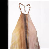 New Tie-Dye Printed Neckline Pleated Dress 3666096-Outfit