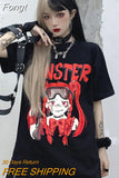 tshirts goth Harajuku tops Butterfly lightning print Loose Short Sleeve kawaii anime t shirt 2023 NEW plus size