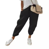 Fongt Women Cotton Trousers Pocket Tight Slacks Women's Pants