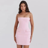 Strapless Pink Bodycon Suit Mini Dress-Outfit