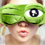 Eye Mask the Frog Sad Frog 3D Eye Mask Cover Cartoon Soft Plush Sleeping Mask Green Rest Funny Eye