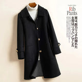 Women's Wool Coat Solid Color Long Jacket Female 2023 Korean Style Wool & Blends Office Lady Thick Warm Coat Winter