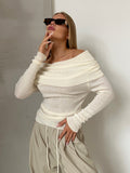 Fongt Knitted Shirt 2025 Spring Women Feel Solid Color Jacket Head Collar Long-Sleeved Knitting Shirt