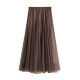Fongt Long Yarn Skirt Half Dress Girl Autumn And Winter High Waist Long Net Yarn Skirt 100 Folding Skirt A Skirt Fairy Dress 8859