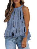 Print Round Neck Halter Sexy Sleeveless