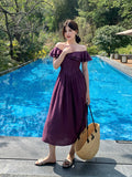 Fongt Xixi 13 Line 2025 Summer New Temperament Lotus Leaf Side Holiday Wind High Waist Thin Joint Dress 88263