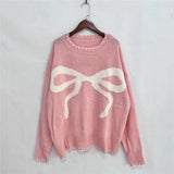 Bow Jacquard Sweater-Outfit