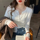 Fongt And Winter Knitwear With A Thin White Cardigan Coat With A Slim Long-Sleeved Sweater Jacket-Outfit