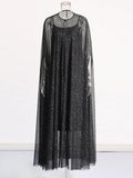 French Temperament Famous Wind 2025 Summer New Cape 镶钻钻 High-End Fashion Mesh Splicing Dress Dress