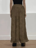Vintage Mesh Floral Brown Maxi Skirt-Outfit