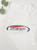Logo Print Ribbed Tank Top-Outfit