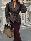 Photo-Fashion Lapel Tie Long Sleeve Jacket For Fall Winter 2024-Outfit