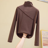 Thick Turtleneck Women T Shirt Winter Long Sleeve Cotton Soft Slim Female Tees Causal Warm Fashion Korean Ladies Basic